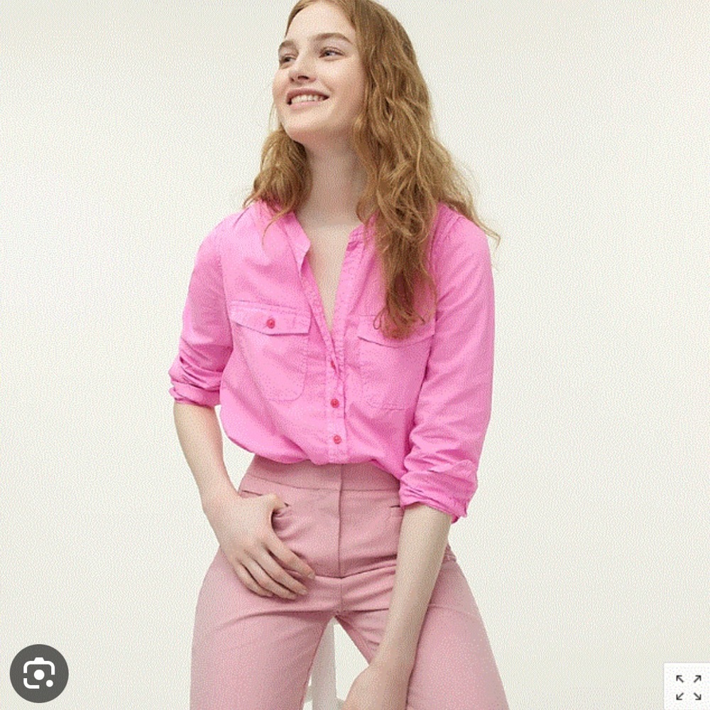 J. Crew NWT❗️Garment Dyed Popover Shirt in Neon Flamingo